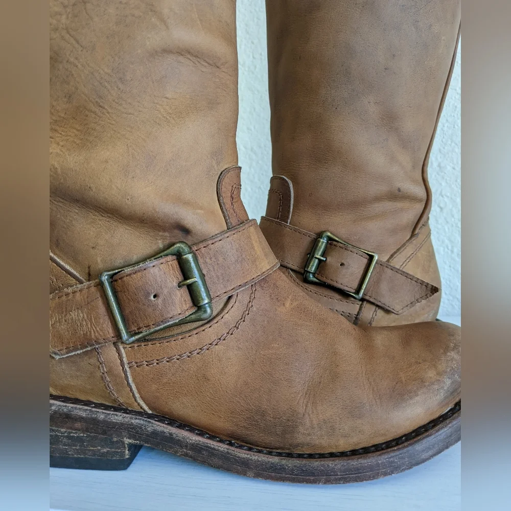 Freebird by Steven Crosby Slouch Leather Buckle Boots 6 - Picture 6 of 16